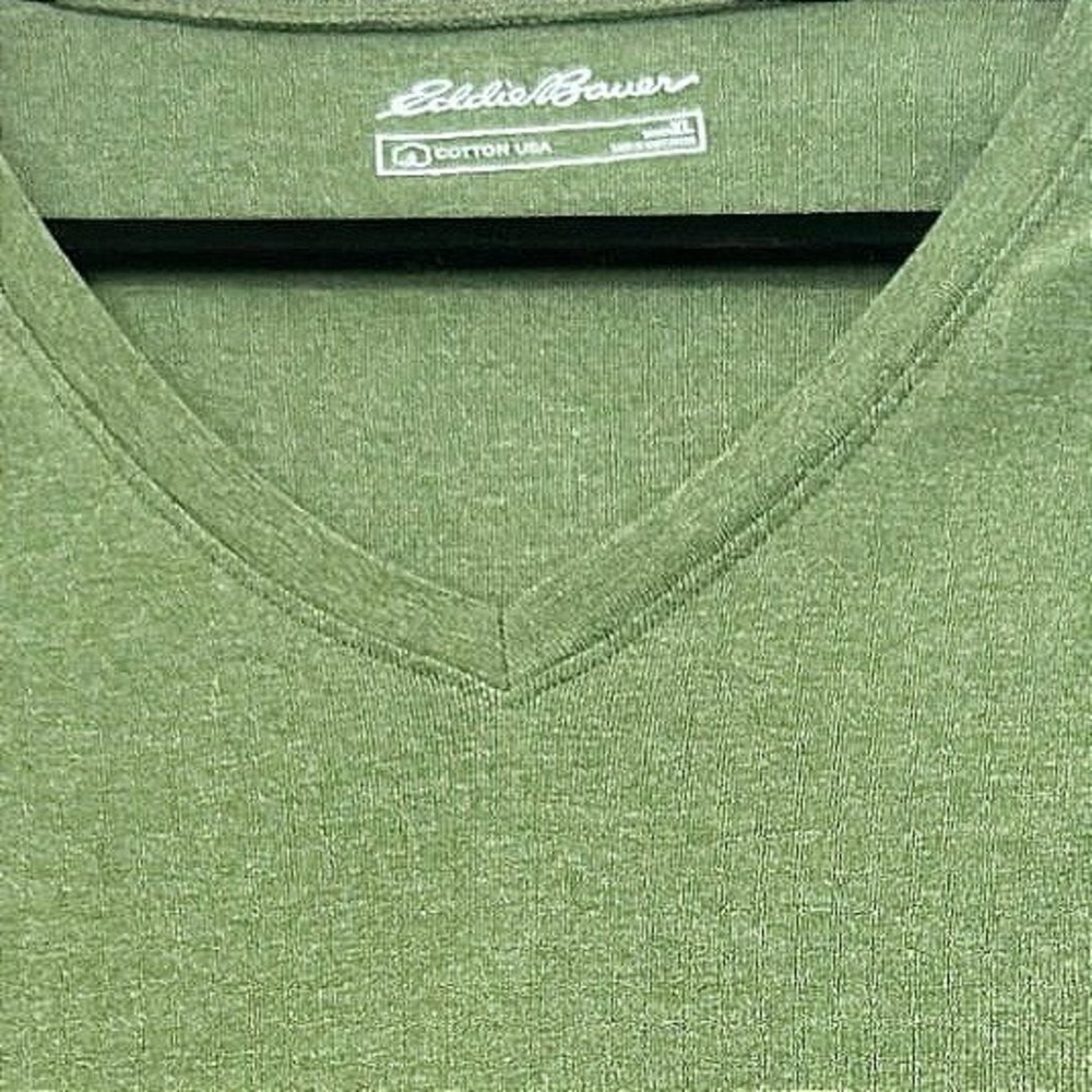 Eddie Bauer Women's XL Long Sleeve V-Neck Tee Olive Green - Picture 5 of 5